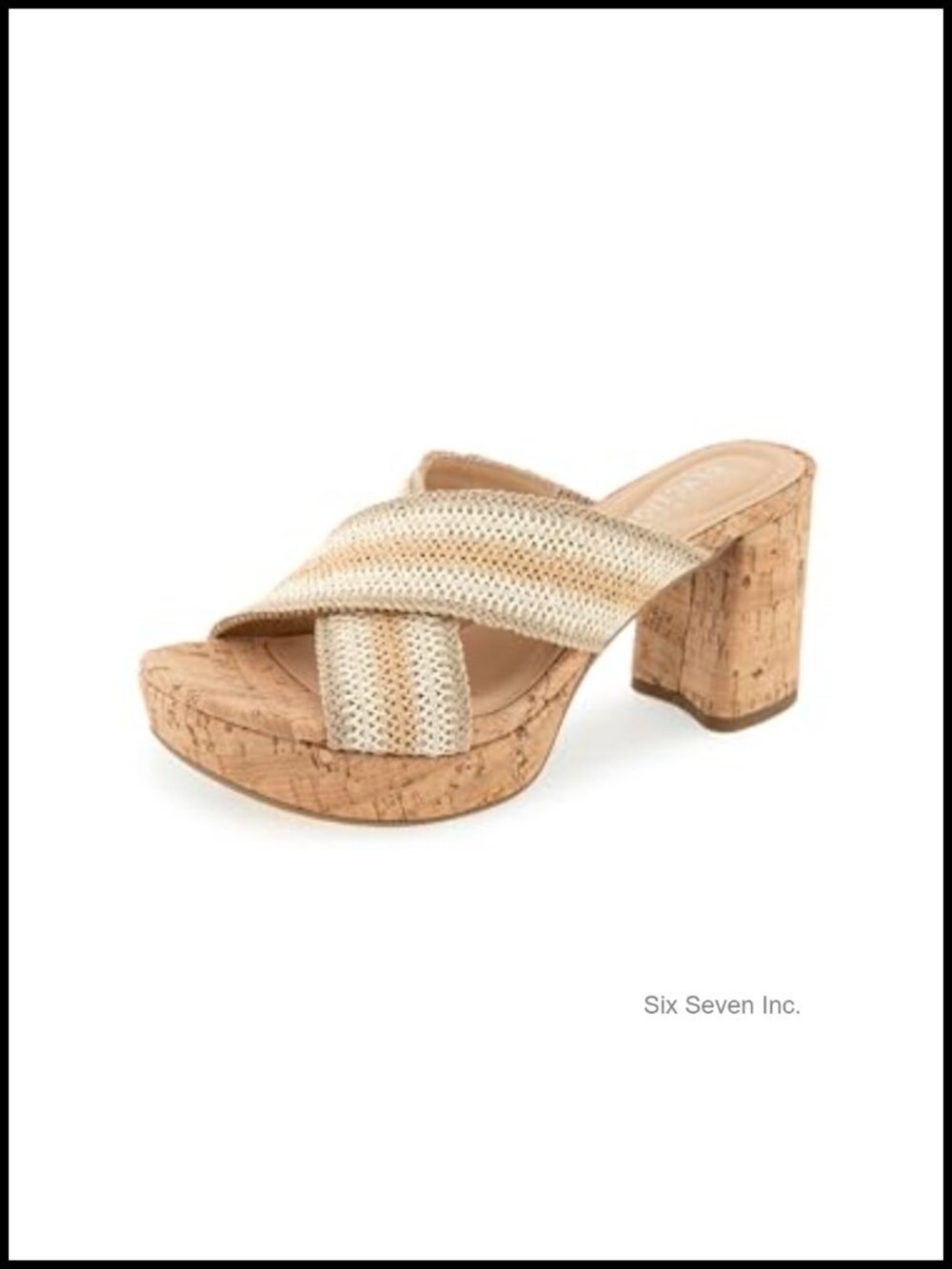 Woven Platform Block Heel Mule Open Toe Padded Footbed